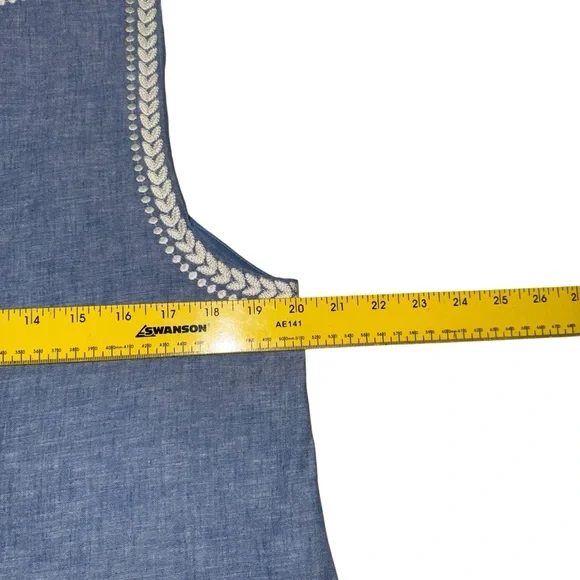 Boden Linen Blend Women’s Embroidered Top in Chambray Blue White size 12 - Picture 11 of 12